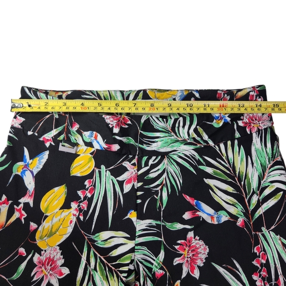 Peck & Peck Tropical Print Pants Women’s Size 8 Black Floral Bird Palm Leaf Slim - Picture 7 of 10